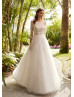 Beaded Ivory Delicate Lace Tulle V Back Romantic Wedding Dress